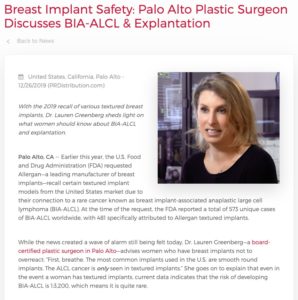 Dr. Lauren Greenberg discusses breast implant safety, BIA-ALCL, and explantation.