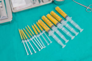 syringes with fat for transfer